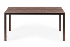Masa de Gradina, 6 persoane, 156 X 78 cm, otel vopsit cu pulbere, imita lemnul, Modern Home, Brown - Img 1