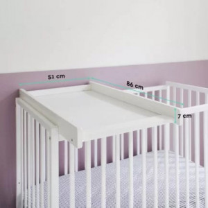 Masa De Infasat Din Lemn, Atasabila La Patut Bebe, Woodies Safe Dreams, Cot Top Changer, 86 x 51 x 7 cm, Alba - Img 2
