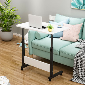 Masa pentru laptop, multfunctionala, cu roti, Modern Home, cadru metalic, blat MDF, Alb - Img 2