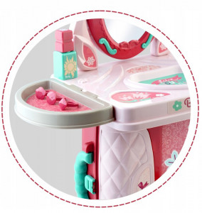 Masuta de toaleta din plastic, pentru copii, 2in1, tip valiza, cu accesorii machiaj, sertar, oglinzi plabile, Ricokids, 48 x 42 x 20,5 cm - Img 4