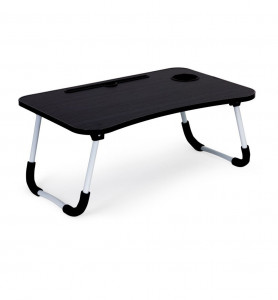 Masuta pentru laptop cu suport pahar, pentru pat sau calatorii, Modern Home, Pal/Aluminiu, 60x40 cm, Negru