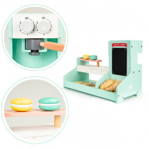 Mini Bucatarie din lemn, cafenea, cofetarie, Ecotoys, 42,5 x 28 x 20 cm, joc de rol, dezvolta imaginatia si abilitatile manuale, diverse accesorii - Img 5