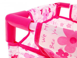 Patut pentru papusi, 49 x 32 x 43 cm, Jokomisiada, Doll Bed Lovely, pliabil, cu husa pentru depozitare, Roz - Img 5