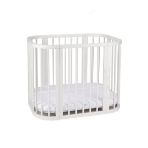Patut Rotund pentru Copii, Multifunctional, Waldin, 5in1, Saltea Inclusa, Co-Sleeper, Tarc de Joaca, Masa si Scaun pentru Activitati, Culoare Alba - Img 2