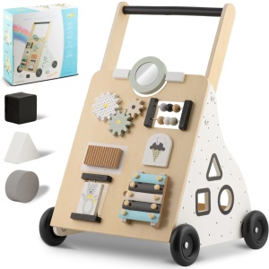 Premergator Impingator din lemn, tip carucior, pentru copii, Ricokids, RK-875, cu tabla de activitati, - Img 2