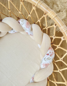 Protectie impletita pentru patut copii, din bumbac catifelat, Sparrow, Velvet Almond Flowers, 340 cm, Full 120 x 60 cm - Img 4