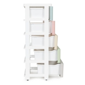 Raft mobil cu recipiente pentru depozitare, Modern Home, 5 sertare, din plastic, multicolor, PJJCBS0024-05C - Img 3