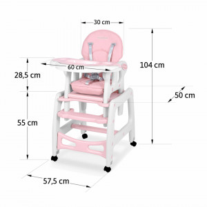 Scaun de masa 5 in 1, balansoar, hranire, joaca, scaun cu masa, Ricokids, Sinco, Roz - Img 2