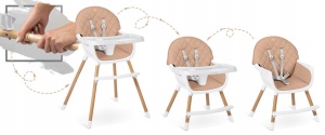 Scaun de masa reglabil, multifunctional, 3in1, pliabil, inaltime reglabila, tava detasabila, Nukido, Lilo, Roz - Img 3