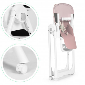 Scaun Pentru Hranire, Ecotoys, Ajustabil, 2 in 1, tava detasabila, suport pentru picioare reglabil, spatar reglabil, Roz - Img 7