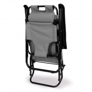 Scaun tip sezlong, pliabil, ajustabil, cu tetiera si cotiere, pentru gradina sau terasa, Modern Home, ZRL010, Culoare Gri - Img 6