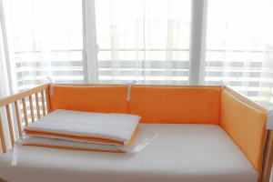 Set 2 Apărători Pătuț Bebe 120x60 cm, Maradalia Yellow White, Bumbac 100%