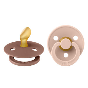 Set 2 suzete pentru bebelusi, BIBS, Colour Latex, tetina anatomica, 0 luni+, Blush / Woodchuck