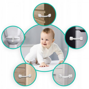 Set 6 Incuietori Pentru Dulapuri, Ricokids, protectie pentru copii, autoadezive, reglabile - Img 4