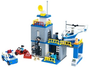 Set de construit ,92 piese, Blocuri, Figurine, Politie, Masina, Elicopter, Caine , ZA2112 - Img 6