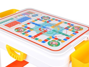 Set masa cu scaun pentru copii, 3in1, cu suprafata de construit, tabla de activitati, picioare reglabile, cuburi de constuit, Feel, ZA5160 - Img 5