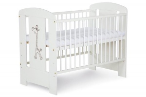 Set Patut copii din lemn KLUPS SAFARI Giraffe Alb, cu Saltea Cocos Mykids, 120x60x10 cm, - Img 2