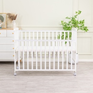 Set Patut din lemn cu laterala culisanta, Craft, WBB355, Alb, cu Saltea MyKids 120 x 60 x 10 cm - Img 8
