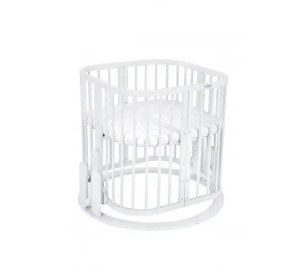 Set Patut Evolutiv pentru Copii, Multifunctional, 7in1, cu Sistem de Leganare, Saltele Incluse, Transformabil, Waldin, Alb - Img 2