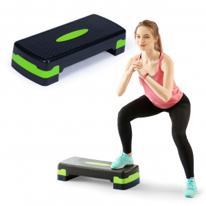Stepper pentru exercitii fitness, 2 trepte, ModernHome, Negru/Verde