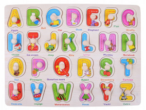 Tablita educativa din lemn, cu 26 litere colorate, Jokomisiada, ZA4751 - Img 4