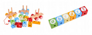 Trenulet din lemn, cu 14 forme greometrice, litere, Multicolor, varsta 1+ - Img 5