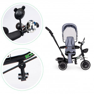 Tricicleta pentru copii, Ecotoys, cu scaun rotativ, control parental, elemente detasabile, Gri - Img 5