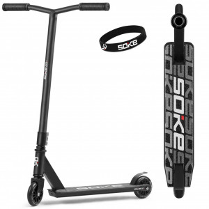 Trotineta cu 2 roti, pentru cascadorii, Soke GO, 83 x 48 cm, Aluminiu, compresie HIC, rulmenti ABEC-9, punte sudata, Greutate maxima utilizator 100 Kg, Negru - Img 1