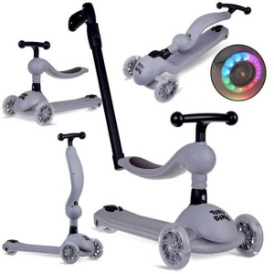Trotineta cu 3 roti, pentru copii, roti cu lumini, ghidon reglabil, Tiny Bike, Gri, SP0783 SZ - Img 1