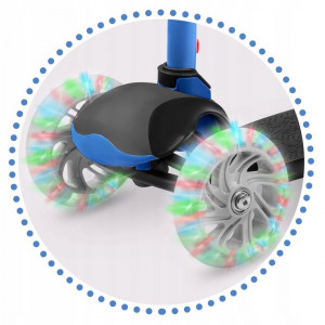 Trotineta de echilibru pentru copii, Ricokids, Loco, cu 3 roti, lumini LED, pliabila, ghidon reglabil, pana la 25 kg, Albastra, 765106 - Img 8