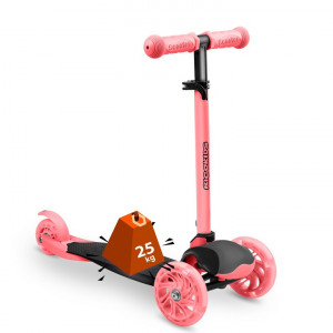 Trotineta de echilibru pentru copii, Ricokids, Loco, cu 3 roti, lumini LED, pliabila, ghidon reglabil, pana la 25 kg, Roz, 765108 - Img 6