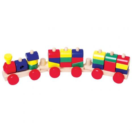 Jucarii Montessori Tren cu cuburi de lemn