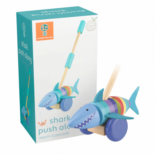 Jucarie de impins rechinul vesel, Orange Tree Toys