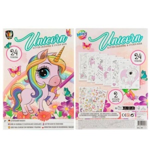 Carte de colorat cu abtibilduri cu splici, unicorn, A4, 24 pagini(Unicorn) Unicorn
