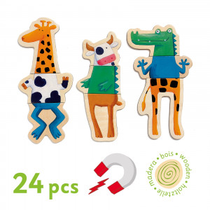 DJ03111-Puzzle lemn cu magneti Animale amuzante, Djeco