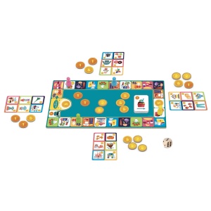 DJ08533-Tabla de joc cu jetoane, bani si produse ale jocului Micul magazin, Djeco