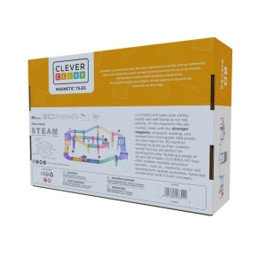 Pistă auto magnetică pastel – Cleverclixx, compatibilă cu Connetix