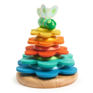 DJ06404-Jucarie Montessori Turn cu flori si fluture din lemn si fetru, Djeco