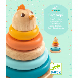 DJ06303 Jucarie Montessori Turn cu inele lemn puisor Djeco