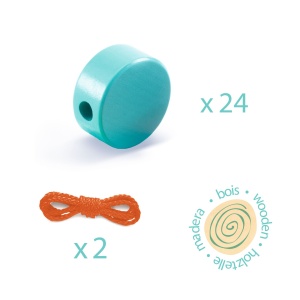 DJ06160 - Mărgele colorate din lemn forme geometrice, Djeco