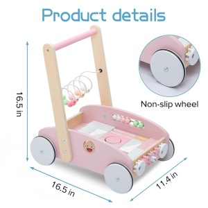  Premergator carucior din lemn roz 5 in 1 Umu Toys