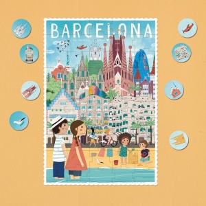 Puzzle 50 piese din carton reciclat Barcelona Sorra, Londji