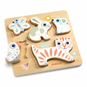 DJ06121 Puzzle lemn BabyAnimali Djeco
