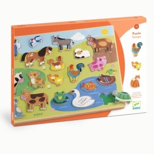 Puzzle din lemn Ferma, Djeco