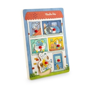 Puzzle lemn cu piese și efecte sonore sonerie telefon