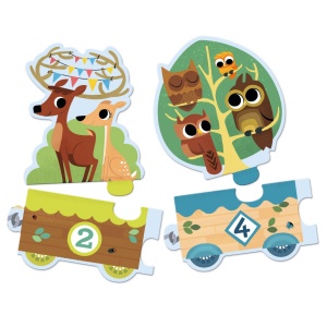 DJ08194 - Piese de puzzle cu cifre si animale pentru asociere si numarat, Djeco