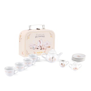 Set de ceai ceramic La Petite École de Danse – 11 piese cu motive roz și aurii pentru fetițe 