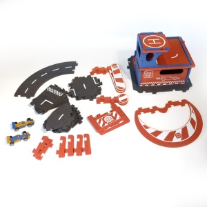 Set de constructie Garaj modular cu sosea si 2 masini de curse, Croctoys