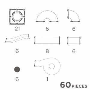 Cleverclixx Circuit cu bile Compact 60 piese – jucărie creativă pentru copi