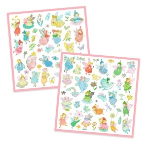 Set 160 stickere cu zâne delicate cu aripi sclipitoare, elfi blânzi, pulbere de stele și flori fermecate